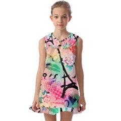 From Paris Abstract Art Pattern Kids  Pilgrim Collar Ruffle Hem Dress by uniart180623