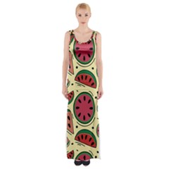 Watermelon Pattern Slices Fruit Thigh Split Maxi Dress by uniart180623