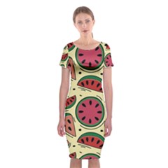 Watermelon Pattern Slices Fruit Classic Short Sleeve Midi Dress by uniart180623