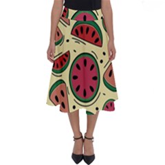 Watermelon Pattern Slices Fruit Perfect Length Midi Skirt by uniart180623