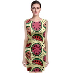 Watermelon Pattern Slices Fruit Sleeveless Velvet Midi Dress by uniart180623