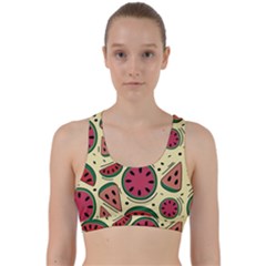 Watermelon Pattern Slices Fruit Back Weave Sports Bra by uniart180623