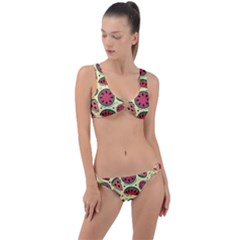 Watermelon Pattern Slices Fruit Ring Detail Crop Bikini Set by uniart180623