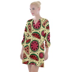 Watermelon Pattern Slices Fruit Open Neck Shift Dress by uniart180623