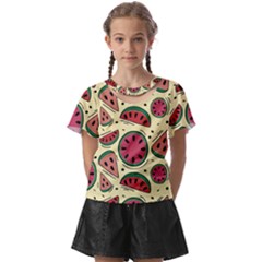 Watermelon Pattern Slices Fruit Kids  Front Cut Tee