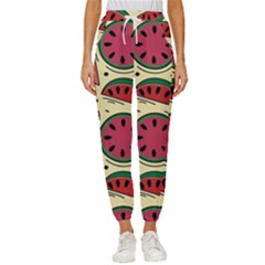 Watermelon Pattern Slices Fruit Women s Cropped Drawstring Pants by uniart180623