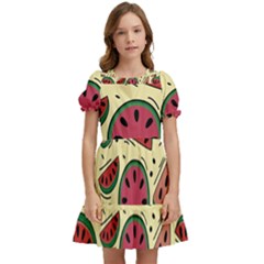 Watermelon Pattern Slices Fruit Kids  Puff Sleeved Dress by uniart180623