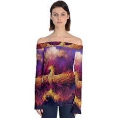 Phoenix Bird Off Shoulder Long Sleeve Top by uniart180623