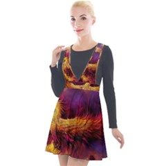 Phoenix Bird Plunge Pinafore Velour Dress by uniart180623