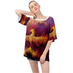 Phoenix Bird Oversized Chiffon Top