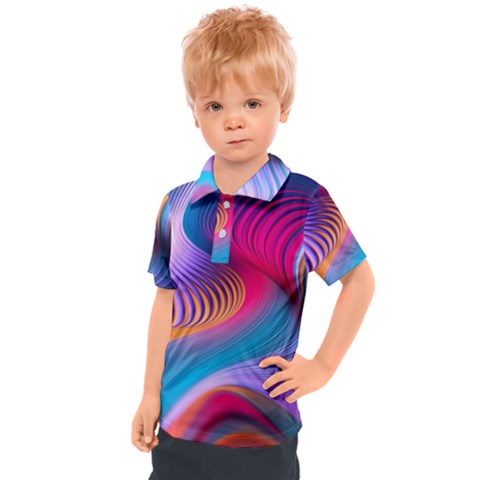 Colorful 3d Waves Creative Wave Waves Wavy Background Texture Kids  Polo Tee by uniart180623