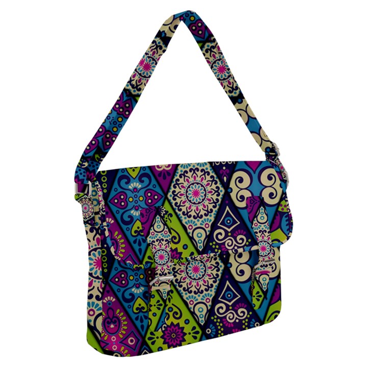 Ethnic Pattern Abstract Buckle Messenger Bag