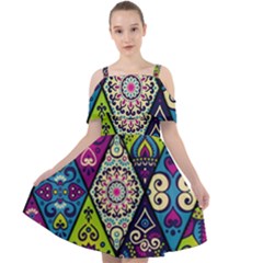 Ethnic Pattern Abstract Cut Out Shoulders Chiffon Dress by uniart180623