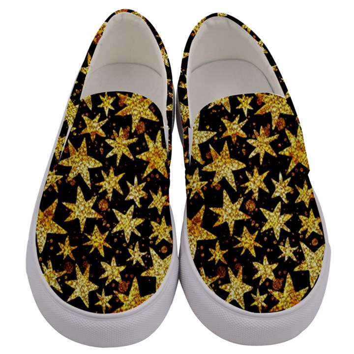 Shiny Glitter Stars Men s Canvas Slip Ons