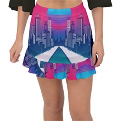 Retro Cityscape Artist Artwork Digital Art Fishtail Mini Chiffon Skirt by uniart180623