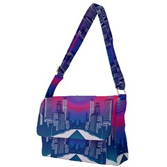 Retro Cityscape Artist Artwork Digital Art Full Print Messenger Bag (l) by uniart180623