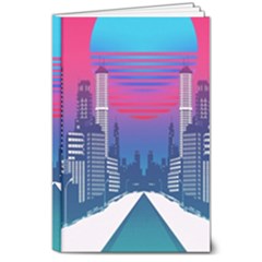 Retro Cityscape Artist Artwork Digital Art 8  X 10  Hardcover Notebook by uniart180623