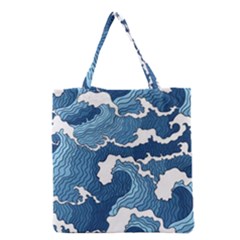 Waves Aesthetics Illustration Japanese Grocery Tote Bag by uniart180623