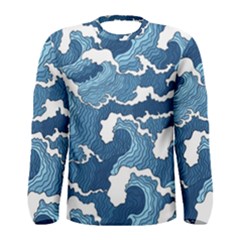 Waves Aesthetics Illustration Japanese Men s Long Sleeve Tee by uniart180623