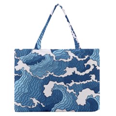 Waves Aesthetics Illustration Japanese Zipper Medium Tote Bag by uniart180623