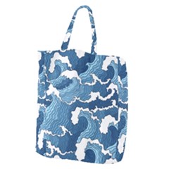 Waves Aesthetics Illustration Japanese Giant Grocery Tote by uniart180623