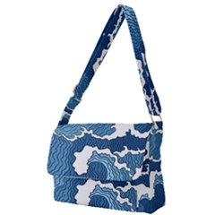 Waves Aesthetics Illustration Japanese Full Print Messenger Bag (s) by uniart180623