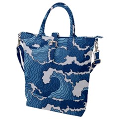 Waves Aesthetics Illustration Japanese Buckle Top Tote Bag by uniart180623