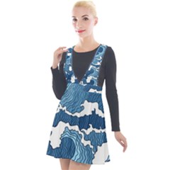 Waves Aesthetics Illustration Japanese Plunge Pinafore Velour Dress by uniart180623