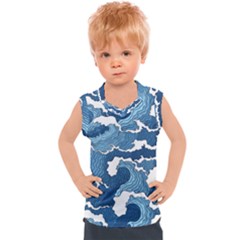 Waves Aesthetics Illustration Japanese Kids  Sport Tank Top