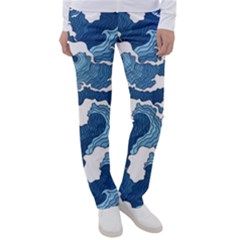 Waves Aesthetics Illustration Japanese Women s Casual Pants by uniart180623