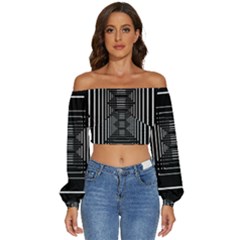 Infinity Feelings Long Sleeve Crinkled Weave Crop Top by uniart180623