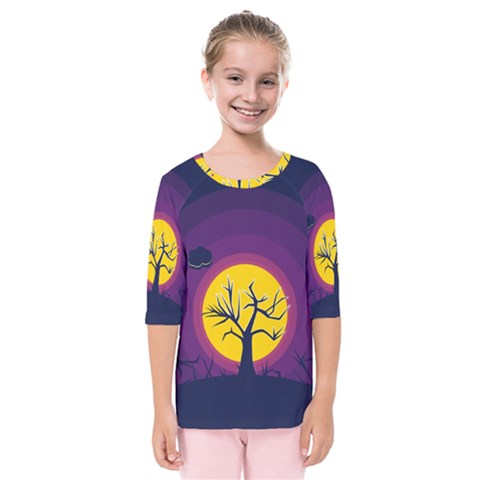 Empty Tree Leafless Stem Bare Branch Kids  Quarter Sleeve Raglan Tee by uniart180623