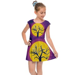 Empty Tree Leafless Stem Bare Branch Kids  Cap Sleeve Dress by uniart180623