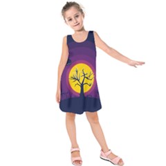 Empty Tree Leafless Stem Bare Branch Kids  Sleeveless Dress by uniart180623