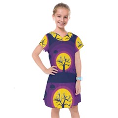 Empty Tree Leafless Stem Bare Branch Kids  Drop Waist Dress by uniart180623