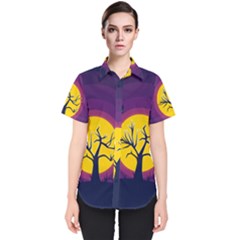 Empty Tree Leafless Stem Bare Branch Women s Short Sleeve Shirt