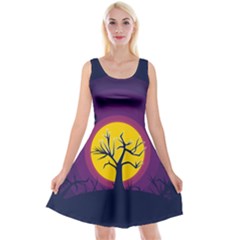 Empty Tree Leafless Stem Bare Branch Reversible Velvet Sleeveless Dress by uniart180623