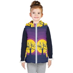 Empty Tree Leafless Stem Bare Branch Kids  Hooded Puffer Vest by uniart180623