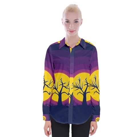 Empty Tree Leafless Stem Bare Branch Womens Long Sleeve Shirt by uniart180623