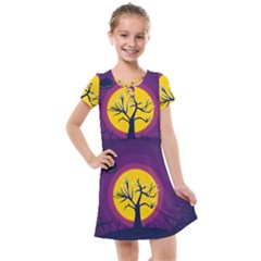 Empty Tree Leafless Stem Bare Branch Kids  Cross Web Dress by uniart180623