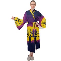 Empty Tree Leafless Stem Bare Branch Maxi Velvet Kimono by uniart180623