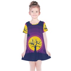 Empty Tree Leafless Stem Bare Branch Kids  Simple Cotton Dress by uniart180623