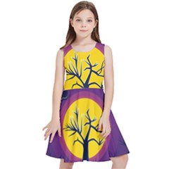 Empty Tree Leafless Stem Bare Branch Kids  Skater Dress by uniart180623