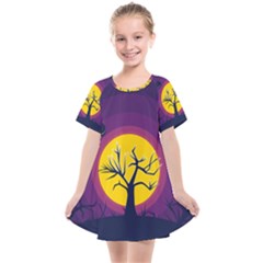 Empty Tree Leafless Stem Bare Branch Kids  Smock Dress by uniart180623