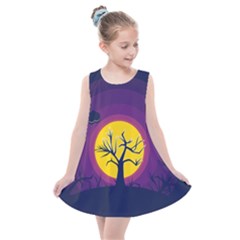 Empty Tree Leafless Stem Bare Branch Kids  Summer Dress by uniart180623