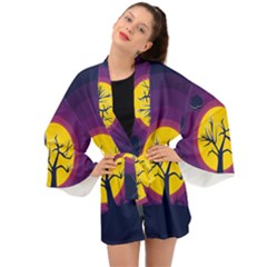 Empty Tree Leafless Stem Bare Branch Long Sleeve Kimono by uniart180623