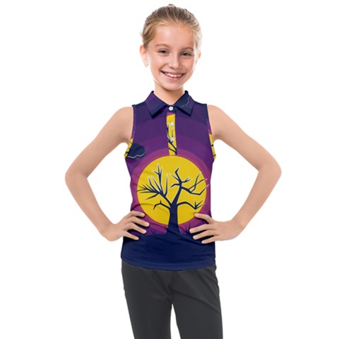 Empty Tree Leafless Stem Bare Branch Kids  Sleeveless Polo Tee by uniart180623