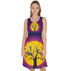 Empty Tree Leafless Stem Bare Branch Knee Length Skater Dress With Pockets by uniart180623