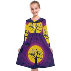 Empty Tree Leafless Stem Bare Branch Kids  Midi Sailor Dress by uniart180623