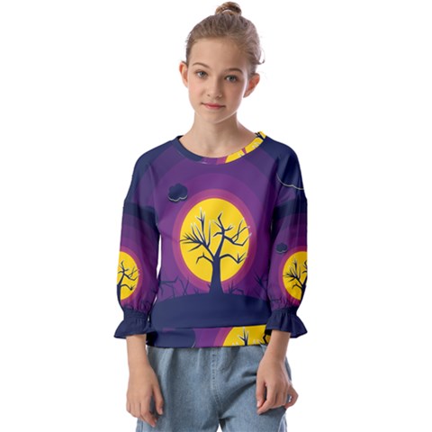 Empty Tree Leafless Stem Bare Branch Kids  Cuff Sleeve Top by uniart180623